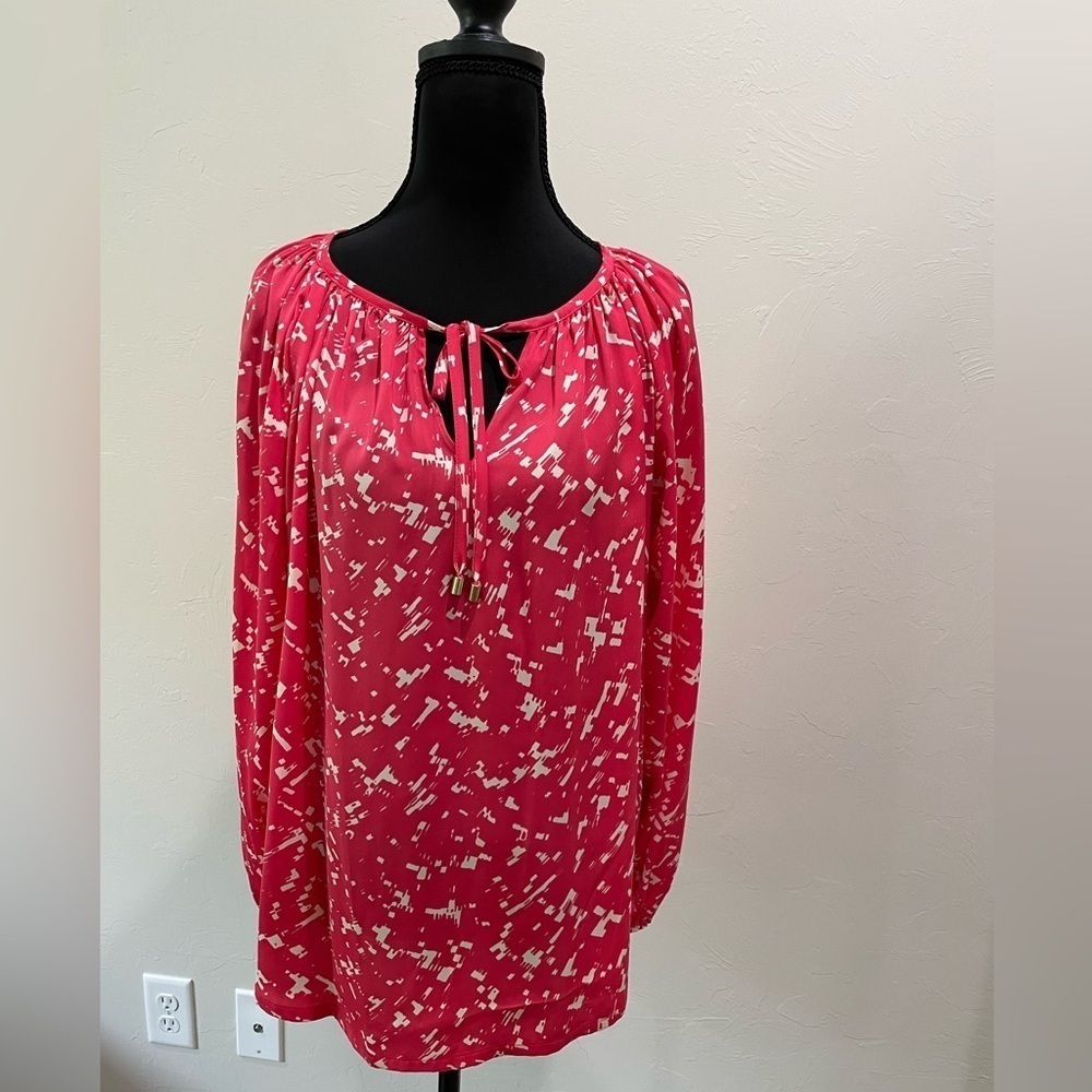 NWT Jaclyn Smith blouse shirt pink & white womens medium - Picture 1 of 6